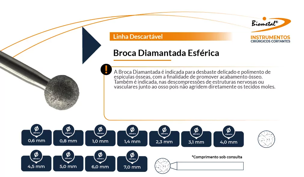 Biometal - Broca Diamantada Esférica